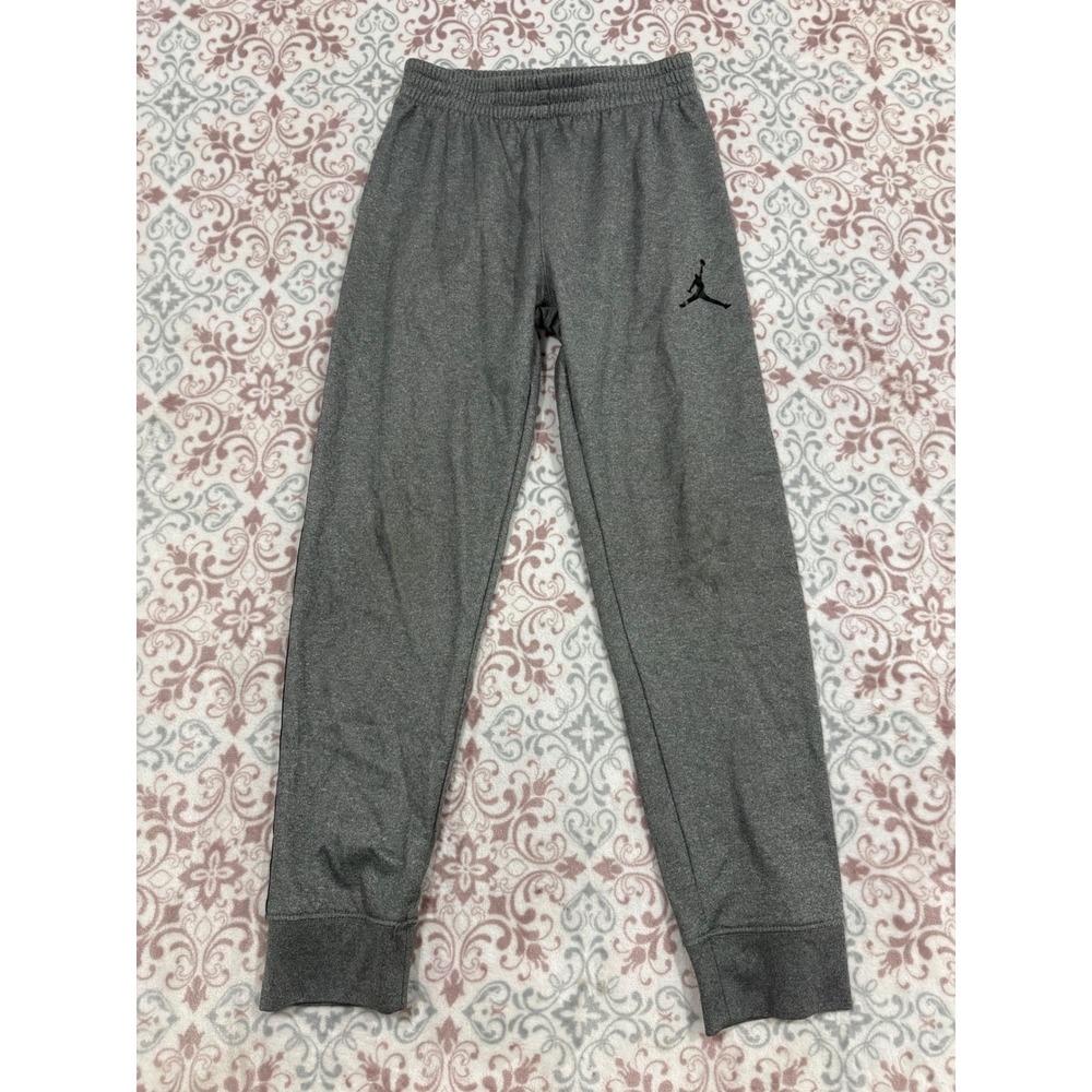 Jordan Boys Grey Jumpman Logo Taped Side Jogger Sweatpants Size M 10-12Y